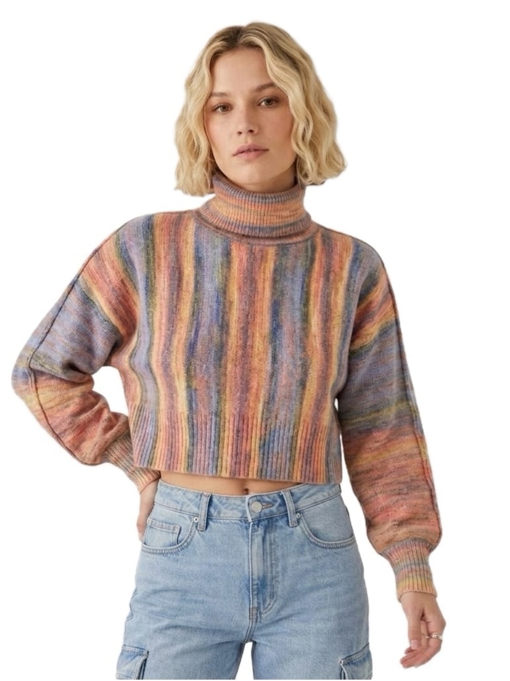 Urban Outfitters UO Space-dye Stripe Turtleneck Sweater